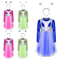 ราคา Inlzdz เด็กสาวฮาโลวีนคนต่างด้าวเครื่องแต่งกายชุดด้านนอกพื้นที่ Cutie เครื่องแต่งกายแขนยาวเลื่อม Tulle ชุด Shimmering Dress Up เครื่องแต่งกายและจับคู่ผม Hoop (40867064457)