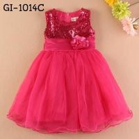 ราคา เดรสราตรีเด็กผู้หญิงใส่ออกงานแขนกุดช่วงบนปักเลื่อม แต่งดอกไม้ที่เอว สีชมพูบานเย็น GI1014C (19395346237)