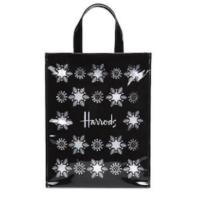 ราคา Harrods แท้ % Women's Black Medium Glitter Snowflake Shopper Bag กระเป๋าผ้าเคลือบ PVC กระเป๋าแฮรอท (4246709020)