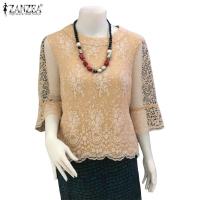 ราคา ZANZEA เสื้อลูกไม้คอกลมสำหรับผู้หญิงสไตล์เกาหลีหรูหรา (42864074542)