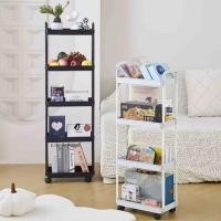 ราคา ชั้นวางของพลาสติกอเนกประสงค์ 5ชั้น มีล้อเลื่อน วางหนังสือ วางของในครัว (28240770392)