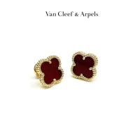 ราคา ต่างหู Van Cleef ติดหู ดอกแดง งาน Hiend (9566281448)
