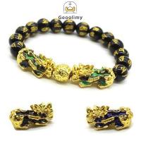 ราคา Imitation 3D Hard Gold Obsidian Bracelet Lucky Buddha Bead Bracelet Sand Gold Pixiu Bracelet Geoo (26929179879)