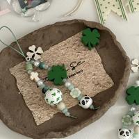 ราคา Lucky Four-leaf Clover Panda ลูกปัดไม้เคสโทรศัพท์จี้ ccd กล้อง Lanyard Creative diy สร้อยข้อมือลูกปัด KLRG (28840428734)