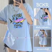ราคา แฟชั่นเกาหลีสไตล์ลายฉลามกราฟฟิตี้ ชุดหน้าร้อน เสื้อผญ เสื้อลำลอง oversize คอกลม เสื้อยืด cottonYG27 (29540408397)