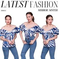 ราคา ️ Mirrorsister #30905.6 เสื้อซีทรูลายม้าลาย เสื้อเปิดไหล่ สีสดใส แซ่บๆ ชุดไปเที่ยว เรียบหรู (5644144458)