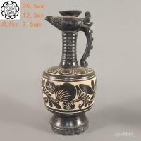 ราคา ZISC เตาเผาซ่งซีโจวแกะสลักขวดหงอนโบราณโบราณเครื่องลายครามโบราณของประดับตกแต่งทำด้วยมือวัตถุเก่าสินค้าเก่า (28602008145)