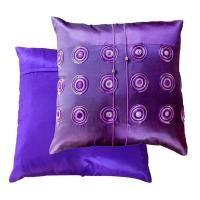 ราคา A3-Thai Silk Pillow Covers ปลอกหมอนอิง ไหมไทยลายปักกลม 16×16 นิ้ว 1 คู่ สีม่วง (10336925056)