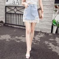 ราคา กระโปรงยีนส์ เเต่งลูกไม้ (1947751006)