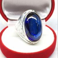 ราคา แหวนชายเงินแท้ไพลินcz ลายกนกข้างเจียรนัยหลังเบี้ย (4621022802)