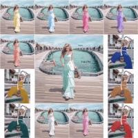 ราคา CS11417 Set 2 ชิ้น เสื้อเกาะอกผูกโบว์หลัง + กางเกงขาระบายยาว Set of 2 pieces: strapless top with bow at the back + long (19486829796)