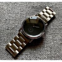 ราคา นาฬิกา 2 เข็มครึ่ง หน้าปัดดำ สายสแตนเลส (28077163735)