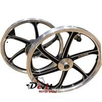 ราคา ล้อแม็ก เวฟ110i W110i ,W125iปลาวาฬ, 6ก้าน ทูโทน 1.40x17 หน้าดิสหลังดั้ม แถมลูกปืน+บูชกลางล้อ ขายเป็นคู่ - สีดำขอบเงิน (14435067100)