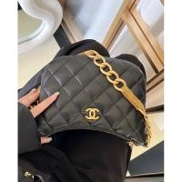 ราคา Chanel สไตล์ใหม่ กระเป๋าทรง Hobo โซ่พู่ hippie สำหรับผู้หญิง สีดำ หนังแกะแท้ (28940770870)