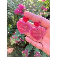 ราคา ต่างหูหัวใจชมพู Sweet Heart ต่างหูอะคริลิค พร้อมส่ง (28422633217)