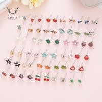 ราคา 30 คู่สแตนเลสสตีลผสม Bee Frog Tree Daisy Umbrella Stud Earrings Set Kit B1 (6951791279)