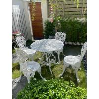 ราคา ชุดสนามอัลลอย 4 ที่นั่ง สีขาววินเทจ สไตล์ European Vintage โต๊ะสนาม outdoor (15646429272)