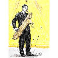 ราคา ภาพวาดในหลวง ร 9 ทรงดนตรี LZ-K017 ภาพวาดลายเส้นปากกาหมึกซึม งานปริ้นท์เลเซอร์ (22508831177)