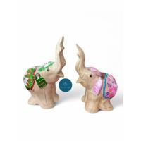 ราคา ช้างแกะสลักไม้ ช้างแกะสลักเพ้นท์สี ของตกแต่งบ้าน คละสี (28632011347)