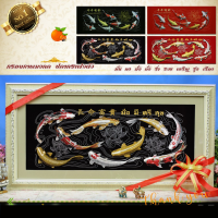 ราคา กรอบรูปมงคลปลาคราฟ 9 ตัวรูปกำมะหยี่กรอบรูป ผ้ากำมะหยี่พิมพ์ลาย ของที่ระลึก (10545894896)