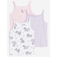 ราคา H&M เสื้อกล้าม ผ้าคอตตอล ชมพู ม่วง ขาวลายยูนิคอร์น แพ๊ก 3 ตัว ไซด์ 8-10 ปี (28528935017)