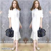 ราคา เดรสเชิ้ตยาว เดรสสีขาว สวย สุภาพ เดรสออกงาน เดรสใส่ทำงานเดรสปกเชิ้ต ต่อชายระบายลูกไม้ พร้อมส่ง (26488328879)