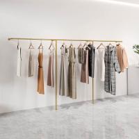 ราคา ราวโชว์เสื้อผ้า ราวโชว์ติดผนัง ราวแขวนเสื้อผ้าเด็กชายและเด็กหญิง ราวแขวนพื้นสีทอง ราวแขวนสีทอง (24984859906)