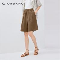 ราคา GIORDANO WOMEN Linen cotton pleated elastic waist shorts 13405222 (29933613714)