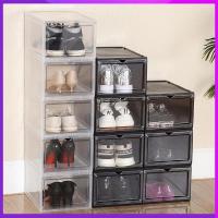 ราคา กล่องใส่รองเท้า แบบใส ชั้นวางรองเท้า พลาสติกแข็ง ฝาเปิดฝาหน้า กล่องใส่รองเท้าลิ้นชัก วางซ้อนกันได้ (29301797902)