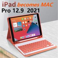 ราคา พร้อมส่ง For ipad pro 12.9 2021 New keyboard case เคสหนังคีย์บอร์ด พร้อมเมาส์ ไร้สายบลูทู bluetooth pen slot ซิลิโคน ปลอ (9676663630)