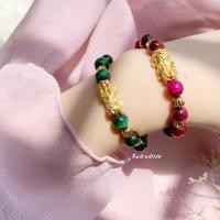 ราคา สร้อยข้อมือปี่เซียะทอง กำไลหินกรีนไทเกอร์อายส์และพิงค์ไทเกอร์อายส์(10มิล) (22574621970)