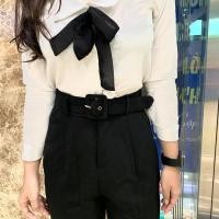 ราคา กางเกงขายาวเอวสูง. กางเกงขายาวเข็มขัดเอวสูง (022) (41108812568)