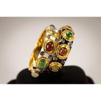 ราคา (R03 ชื่อแบบ"อัญชัน") : แหวนทรงพิรอดตัวเรือนลงยาประดับพลอยนพเก้า (29966754984)