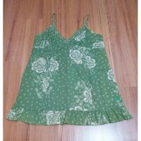 ราคา เสื้อแขนกุด cc-oo สายบ่าปรับได้ โทนสีเขียว ผ้าคอตต้อน พิมพ์ลายดอกไม้สีขาว_อก 32 ยาว 25 นิ้ว (16298888680)