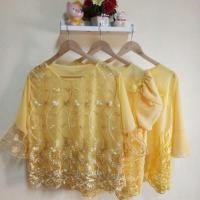 ราคา เสื้อเหลืองประดับลายลูกไม้ไซส์ใหญ่ (2023510108)