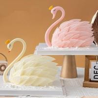 ราคา ขนาดใหญ่สีขาวหงส์คอช็อคโกแลตแม่พิมพ์เค้กเบเกอรี่คอขนนกปีกซิลิโคนเค้กตกแต่ง 7.36 (26941515108)