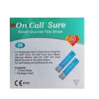 ราคา แผ่นวัดระดับน้ำตาล ON-CALL SURE 25'S สตริปตรวจเบาหวาน แผ่นวัดระดับน้ำตาล (26528938335)