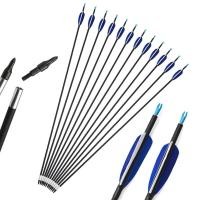 ราคา 12/24pcs carbon arrows Spine700 id5.3mm 32inch, outdoor shooting archery recurve straight Latin American hunting arrows (12881764303)