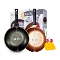 ราคา [ซื้อ 1 แถม 1 + ตะหลิว 2 อัน] กระทะ โคเรียคิง Korea King Gold Series ขนาด 28cm 1 ใบ + แถมฟรี กระทะ Diamond 1 ใบ (5263268292)