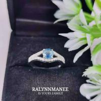 ราคา R6418 แหวนพลอยไพลินเผาเก่ากาญจนบุรีแท้ ( Blue Sapphire ) ตัวเรือนเงินแท้ 925 ชุบทองคำขาว ไซส์51 แก้ไซส์ฟรี (16393723589)