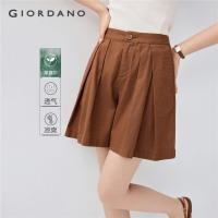 ราคา GIORDANO WOMEN Half elastic waist pleated shorts 05405305 (27281817629)