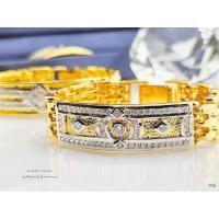 ราคา เลสข้อมือทองฝังเพชร cz งานหุ้มทอง 5 ไมครอน (29761902704)