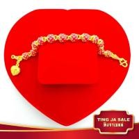 ราคา สร้อยข้อมือ ลงยา สีชมพู ห้อยหัวใจ น้ำหนัก 3บาท มีขนาดความยาวให้เลือก งานเคลือบแก้ว เศษทองเยาวราช (10123246926)