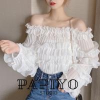 ราคา เสื้อเปิดไหล่ เสื้อโชว์ไหล่ สีขาว เสื้อขนมชั้น จั๊มแขน✨ [พร้อมส่ง] (6056441510)