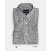 ราคา Monti: Grey Linen Button Down Shirt: เสื้อเชิ้ตลินินสีเทา (17678081980)