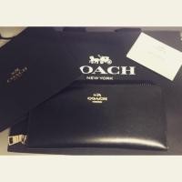 ราคา COACHกระเป๋าตังค์ยาว หนังแท้ สีดำ (มือสอง) (609087436)
