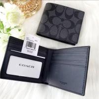 ราคา กระเป๋าตังค์ชาย Coach Double Billfold Wallet Signature Canvas #F74993 (43407279790)