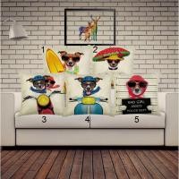 ราคา หมอนอิงประดับโซฟา ลายน้องหมา ผ้าฝ้ายลินิน ขนาด 45x45 cm (2425020090)