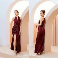 ราคา พร้อมส่ง Burgandy dress by red carpet size M(ส่งต่อ 800) (23432235950)
