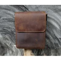 ราคา กระเป๋าสะพายหนังแท้ กระเป๋าสะพายข้างผู้ชาย หนังวัวแท้บัคสีน้ำตาลเข้ม (11502972946)